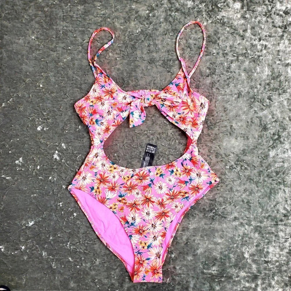 Zara Pink Floral One-Piece Swimsuit - Picture 2 of 9